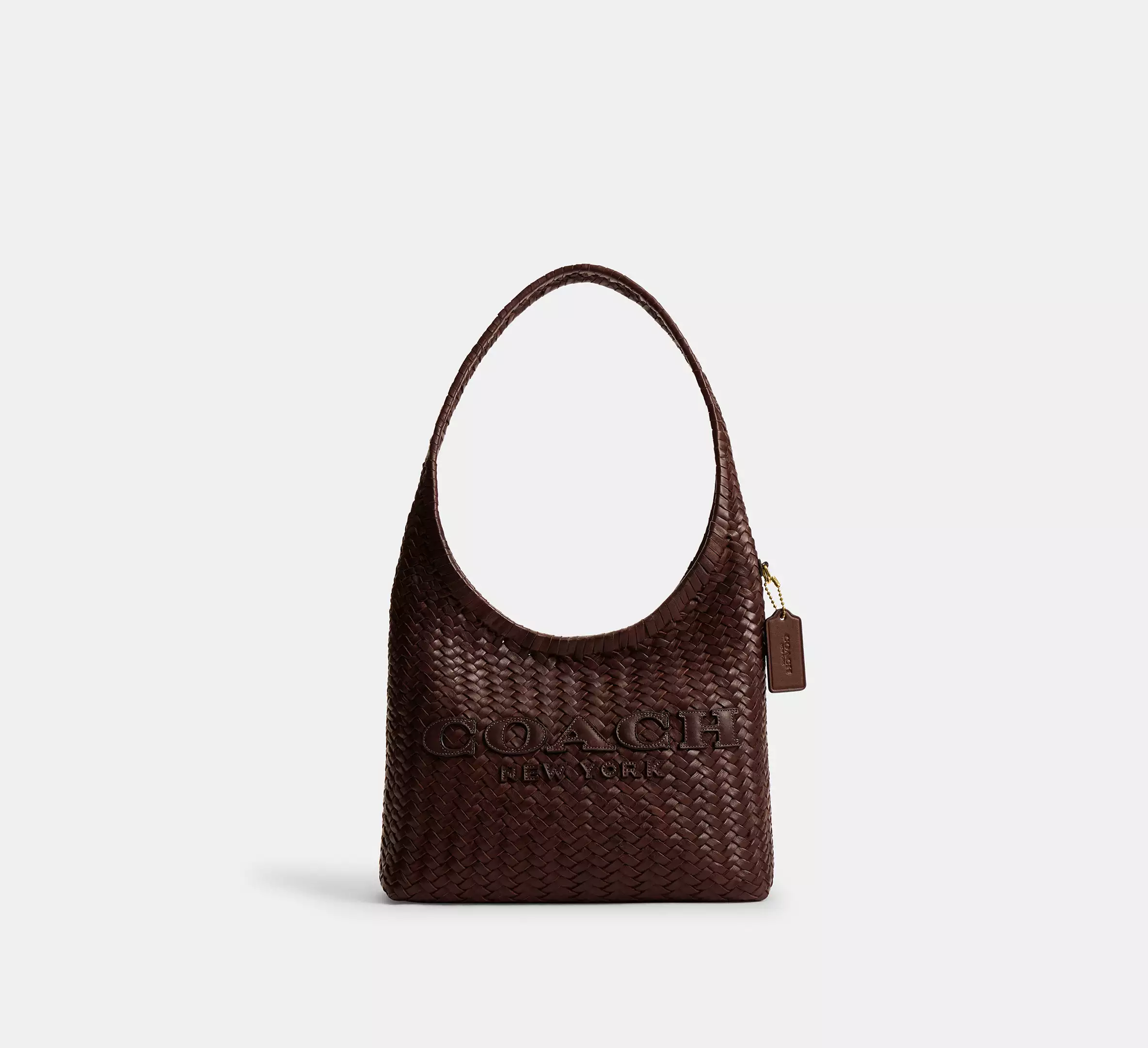 Brooklyn Shoulder Bag 28 - Leather Woven/Brass/Maple